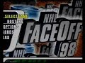 part 1 of 2 showing menus, options, and gameplay footage of sony playstation's nhl face off 98.