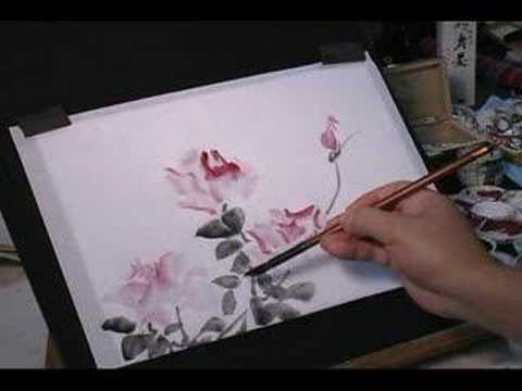 How to draw roses wet-in-wet on rice paper