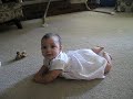 Elise crawling, and Benny talking