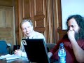 Richard Stallman, le Mercredi 6 septembre 2006à l'Ecole des Mines de Paris-   Accueil par Jean-Michel Yolin, Ingénieur Général des Mines-   Logiciels libres et licence universelle, par Richard Stallman, président de la FSF (Free Software Foundation)-   Intervention de Francis Muguet (ENSTA) coordinateur du groupe WSIS-PCT- Conclusion par Sébastien Bachollet, président de l'ISOC-France
