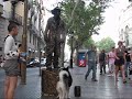 Husky and Living Statues on Rambla.wmv