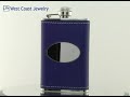 Stainless Steel 4oz Polished Flask with Simulated Blue Leather