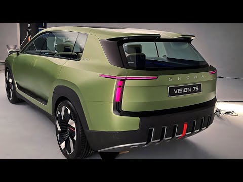Skoda VISION 7S 2024 Electric SUV With 3 Rows of Seats for Up To 7 Passengers Interior And Exterior
