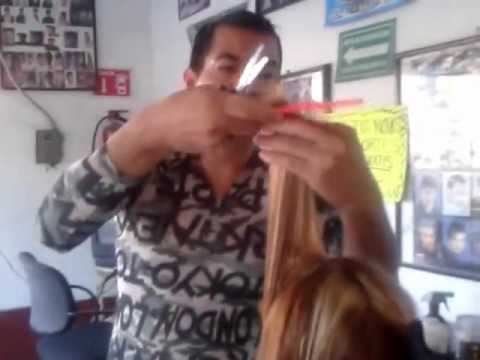 CORTE EN CAPAS 180 GRADOS DEGRAFILADO AL FRENTE CON NAVAJA