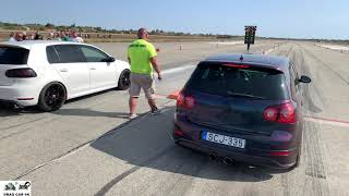 VW Golf R32 Mk5 vs VW Golf GTI MK6 drag race 1/4 m