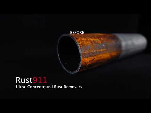 Ống thép trước và sau khi tẩy sạch rỉ sét bằng Rust911 Ultra Concentrate Rust Remover