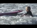 1 Year Old Baby Surfing - Surf Wipeout - Amazing!