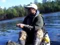 test2 of self portrait while flyfishing using a telescopic monopod using my leg to balance it.