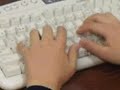 A boy is typing