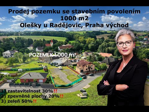 Video Stavební pozemek se SP, 1000 m2, Olešky Radějovice, Praha východ