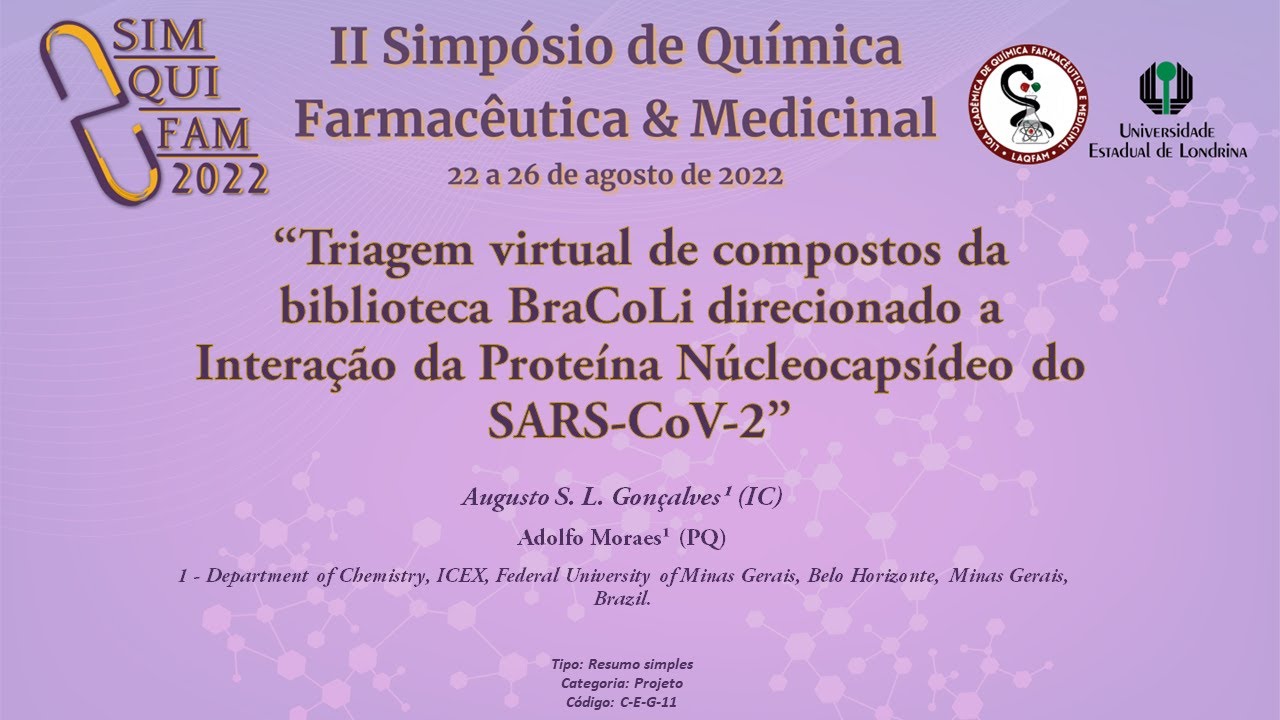Triagem virtual na biblioteca BraCoLi visando a Interação da Proteína Núcleocapsídeo do SARS-CoV-2