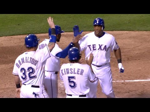 Video: Beltre's first home run with Rangers is a grand slam