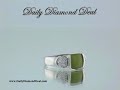 14K White Gold Jade and 0.08 ct Diamond Ring www.DailyDiamondDeal.com