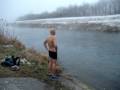 winter swim January minus 5 Celzius Samorin Slovakia