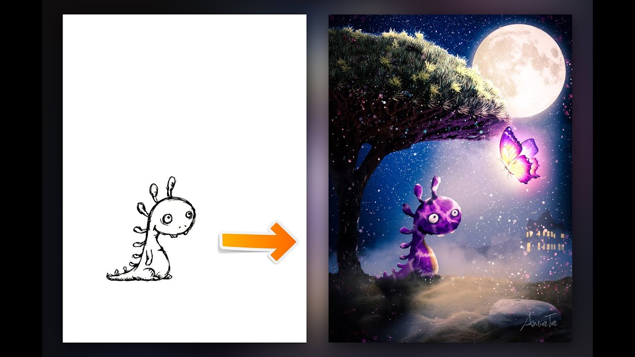 Обработка детского рисунка в фотошоп.