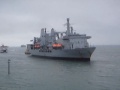 RFA Fort Victoria Enters Portsmouth Harbour