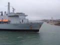 RFA Fort Victoria Enters Portsmouth Harbour