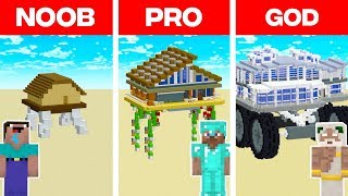 Minecraft NOOB vs. PRO vs. GOD: MODERN WALKING HOUSE BUILD CHALLENGE in Minecraft! (Animation)