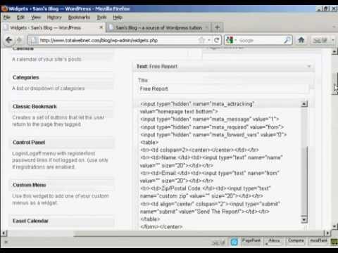 WordPress Tutorial - How to Insert an Aweber Form In The Sidebar in WordPress