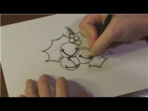 how to draw holly leaves