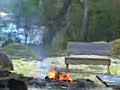 Massive Explosion: loud can of corn bomb with mushroom cloud