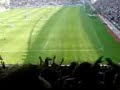 West Ham fans sing "Over Land and Sea" at the JJB Stadium