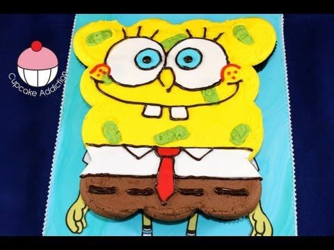 Spongebob Cupcake Cake! How to make a Spongebob Pullapart Cupcakes Cake by Cupcake Addiction