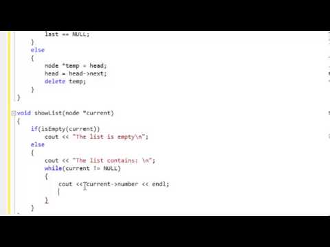 lists - This video tutorial illistrates how to create a linked list in C++, using procedural programming.