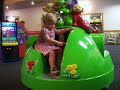 Salem on the Teletubbies ride at Chuck E. Cheese's