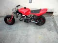 mods:-DDM big bore kit-.6mm squish-balanced full circle crank-black widow triple stage reeds-dellorto 14/14 replica carb-modded stock pipe-1.5 clutch springs-balanced and lightened clutch-lightened flywheel (9 fin)-billet starter pawl-polished case-stock gearing-transfer ports matched to the case-boost port now pointing to spark plug-gas cap breather-custom paint (done by me)