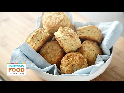 food - Who doesn't love a tender and flaky biscuit, am I right? This recipe gets added savoriness from the addition of chives and cheddar cheese. Make the dough rig...