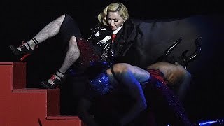 Madonna Brit Ödülleri'nde sahneden düştü