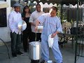 Mando deep frying a Turkey