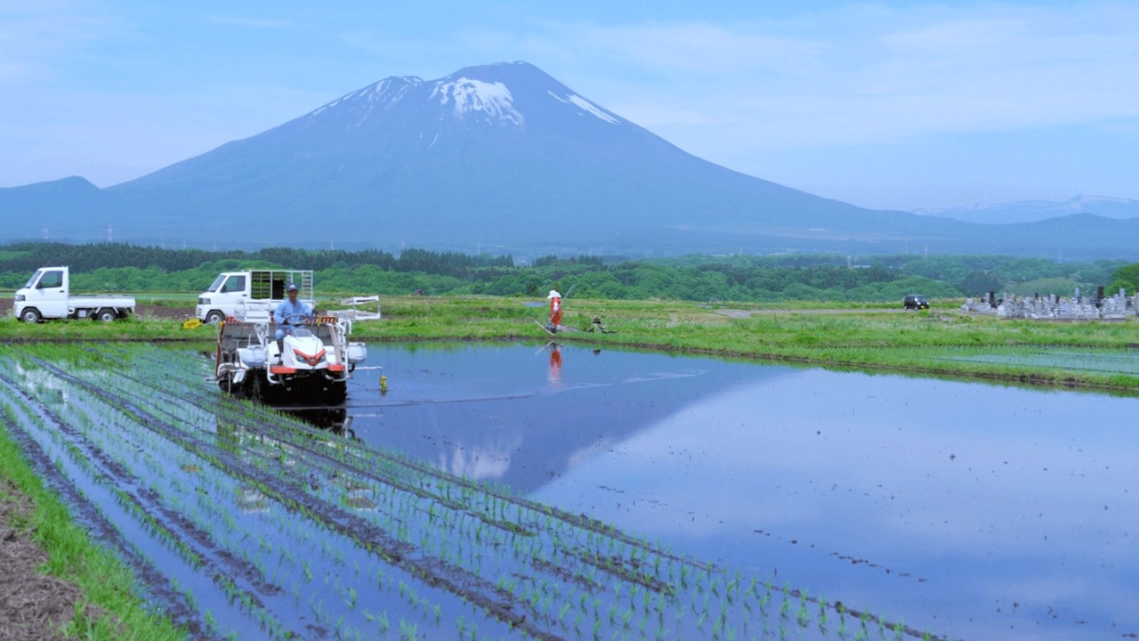 盛岡 初夏の風景 ～水鏡と田植え～
