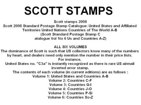 Scott Catalogue - http://www.giddz.com/scott.html complete world wide scott stamps download only £9.99 for six volumes the complete set.