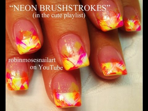 EASY Summer Neon Brushstrokes Nail Art