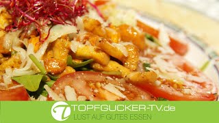 Gebratene Pfifferlinge mit Salbei an Rucola und Vinaigrette | Rezeptempfehlung Topfgucker-TV Gebratene Pfifferlinge mit Salbei an Rucola und Vinaigrette | Rezeptempfehlung Topfgucker-TV