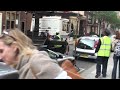 Aston Martin DB9 Volante being lifted and towed away in Knightsbridge, London