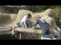 Part (7 of 10) - Koi Pond Construction - faux/artificial boulders & waterfall texture coat, waterproofing