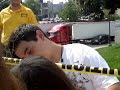 david talking to some girls who were crying