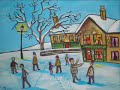 Naive art snow scene paintings animated morph Gordon Bruce