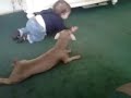 Bebek Köpeğe Emeklemeyi Öğretiyor