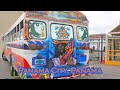 A video short clip and photos of American school buses used as the primary source of local transportation in Central America. Experience the kaleidoscope of colors and creative modifications of 