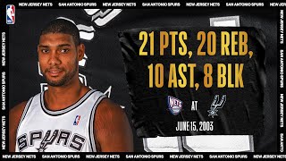 Tim Duncan’s monster night (21p/20r/10a/8b) in GM 6 of 03' Finals | Nets @ Spurs | #NBATogetherLi by NBA