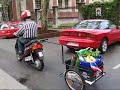 Electric scooter pulls trailer in Bad Reichenhall