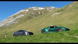 Nissan GTR vs Lotus Exige V6 Cup in the Alps (Furk