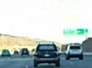 Strange vehicle advertisement on the freeway.