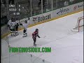 University of North Dakota women's hockey player scores a spectacular goal, giving the Fighting Sioux a 1-0 lead in a game versus St. Cloud State University on Feb. 9, 2008. Play-by-play from Paul Ralston, who was filling in for Darrin Looker.