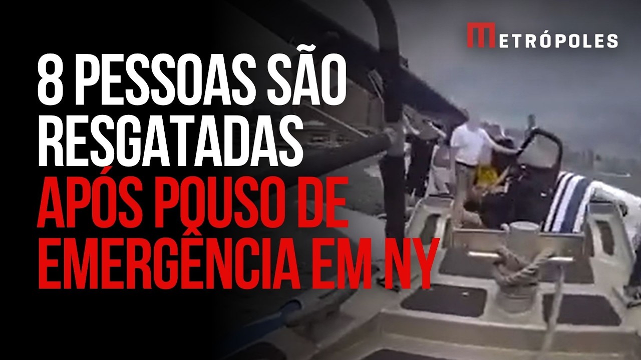 Vídeo mostra resgate após pouso de emergência de hidroavião em NY