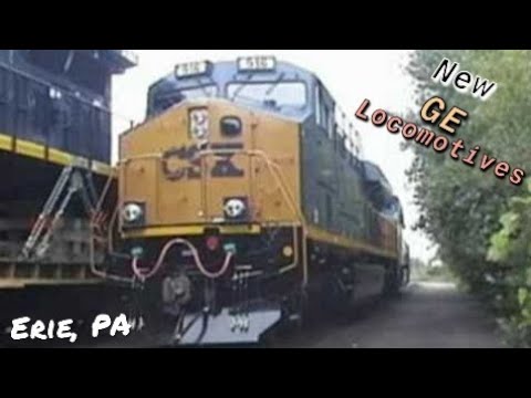 CSX locomotive - Ten New MRS AC44i's await forwarding to their new owners. Also on the interchange track next to the MRS Locomotives is one New BNSF GE Loco along with two Ne...
